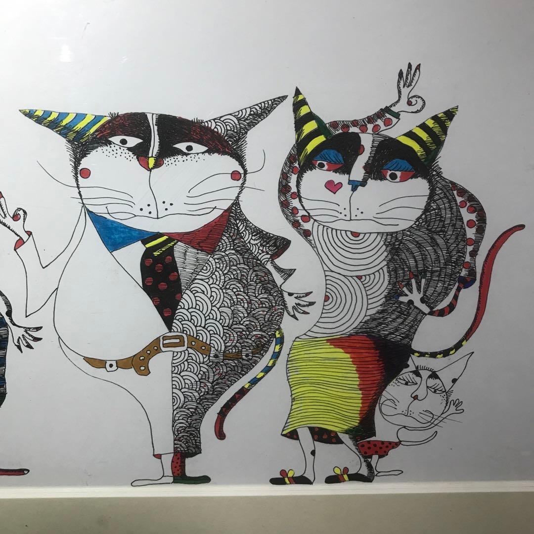 鈴木信也　猫の絵　肉筆画