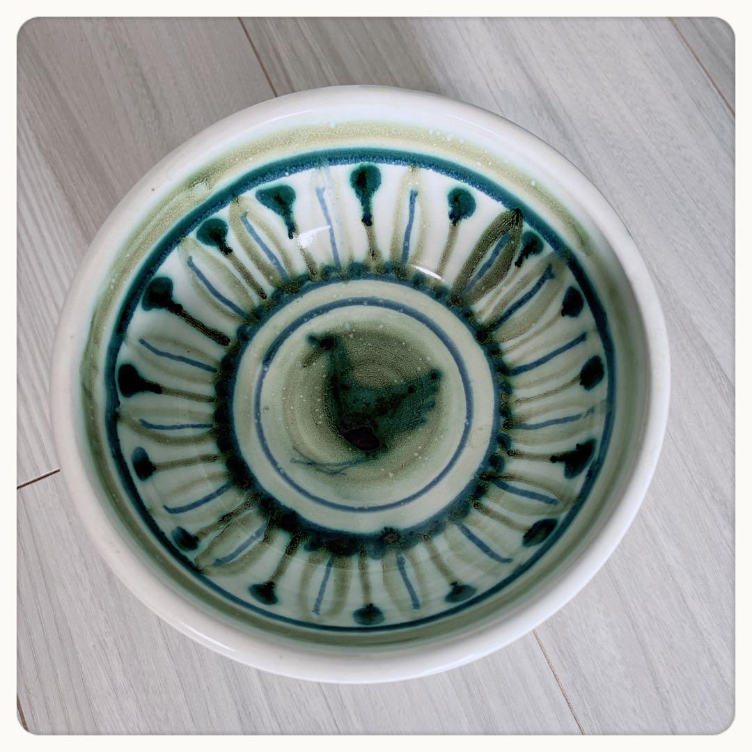 イギリス RYE POTTERY ハンドメイド　手描き鳥デザイン　ヴィンテージ
