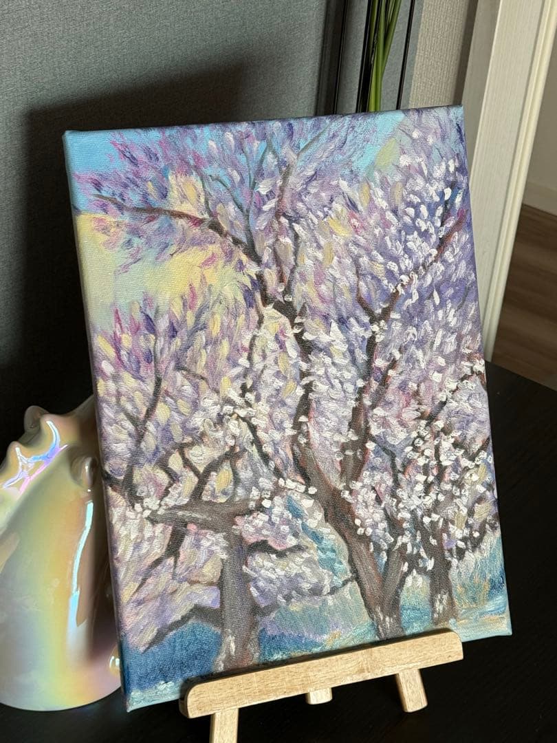 「咲く」　手描き　油絵　風景画　原画　油彩画　印象派