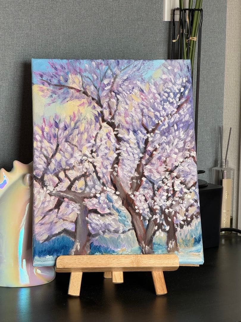 「咲く」　手描き　油絵　風景画　原画　油彩画　印象派