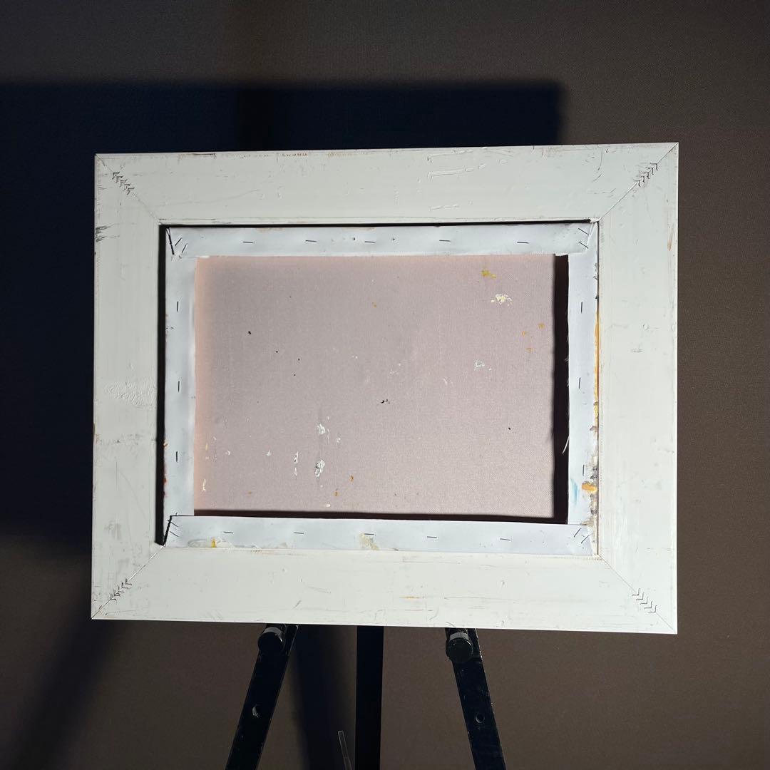 手書き油絵 パリの街角 額付き 肉筆絵画 インテリア 油彩画