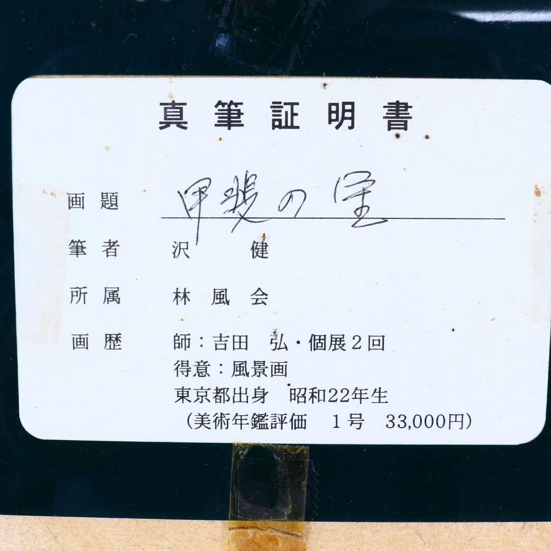 【真作】沢健 甲斐の星 10号 林風会 真筆証明書付 直筆サイン 裏書有 絵画