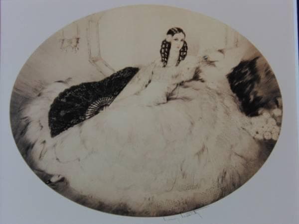 ルイ・イカール限定版・アールデコ/黒い扇/版上サイン、希少な額装用画集より