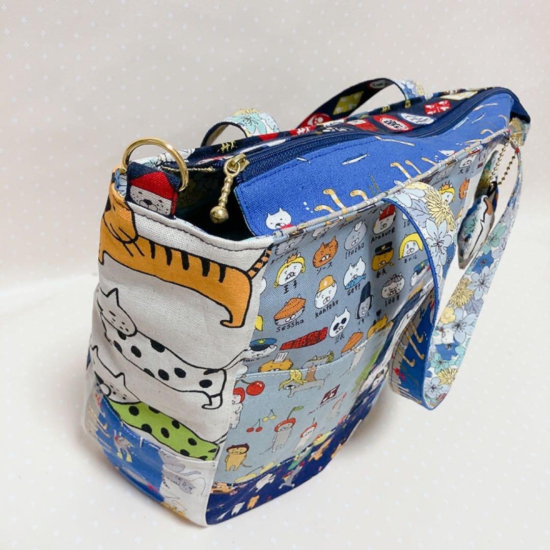 チャッピー。 大きめエコバッグ パッチワーク でかねこチャーム