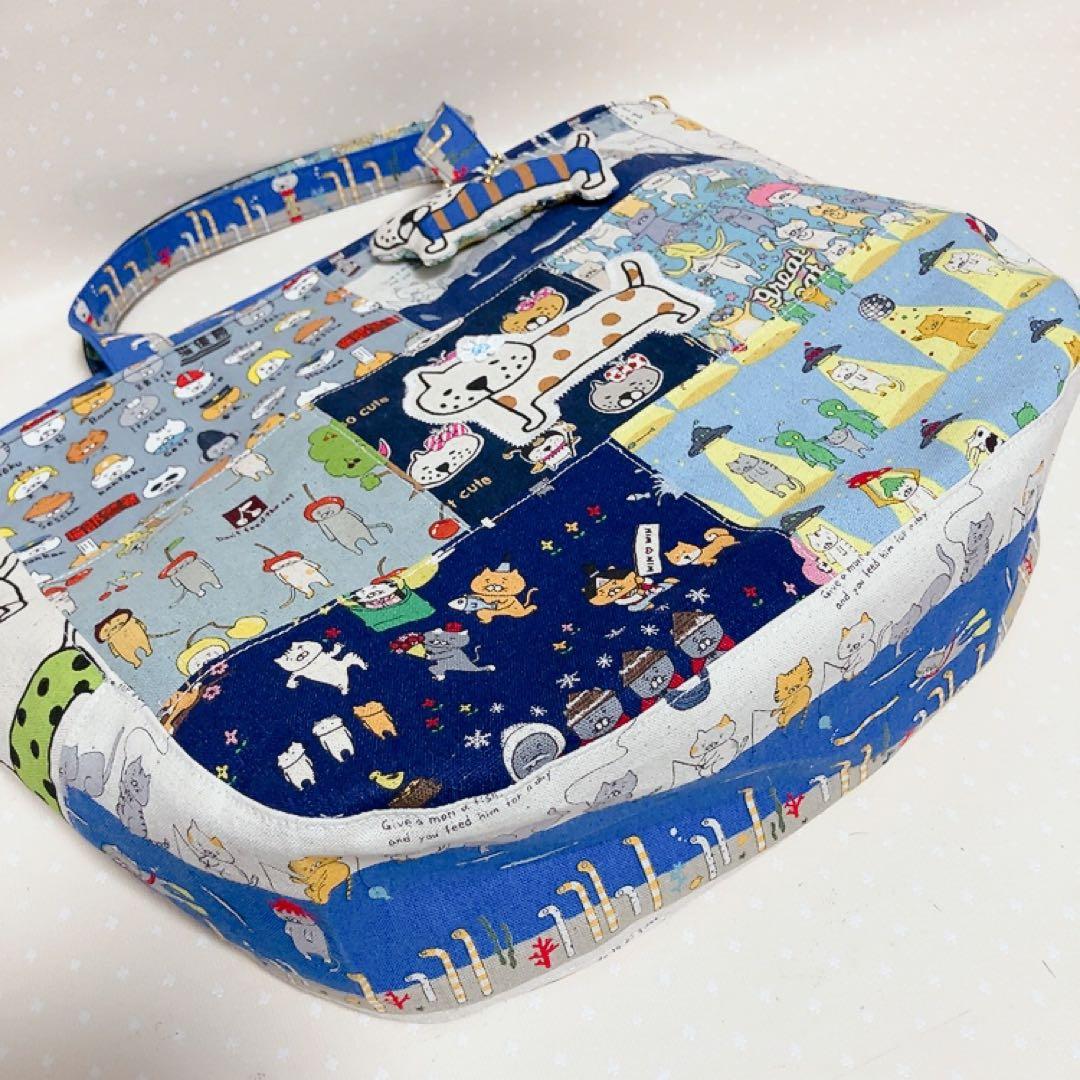 チャッピー。 大きめエコバッグ パッチワーク でかねこチャーム