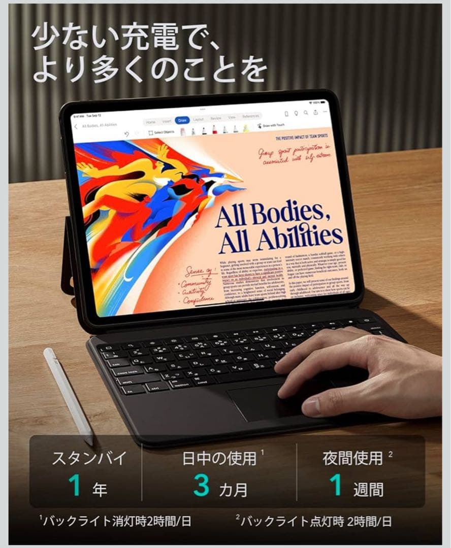 ESR iPadAir13インチキーボードケースM3/M2、2025/2024
