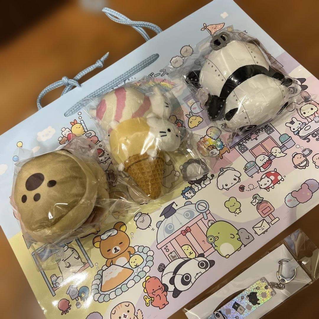 【限定】サンエックス ぬいぐるみ3種＋特典キーホルダー＆紙袋セット