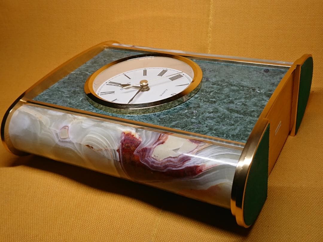 【美品】セイコー　置時計　天然石　置物　インテリア　工芸品　美術品　A4007