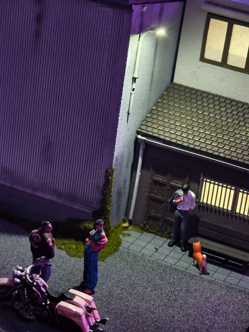 1/64 ジオラマ 日本街並みシーンLED照明付き ディスプレイベース