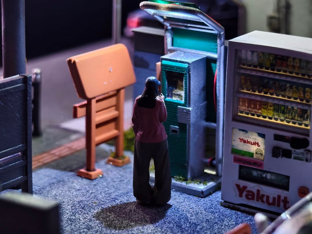 1/64 ジオラマ 日本街並みシーンLED照明付き ディスプレイベース