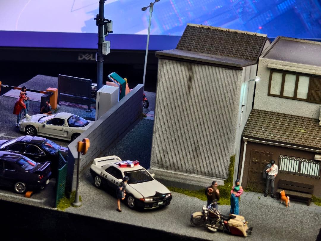 1/64 ジオラマ 日本街並みシーンLED照明付き ディスプレイベース