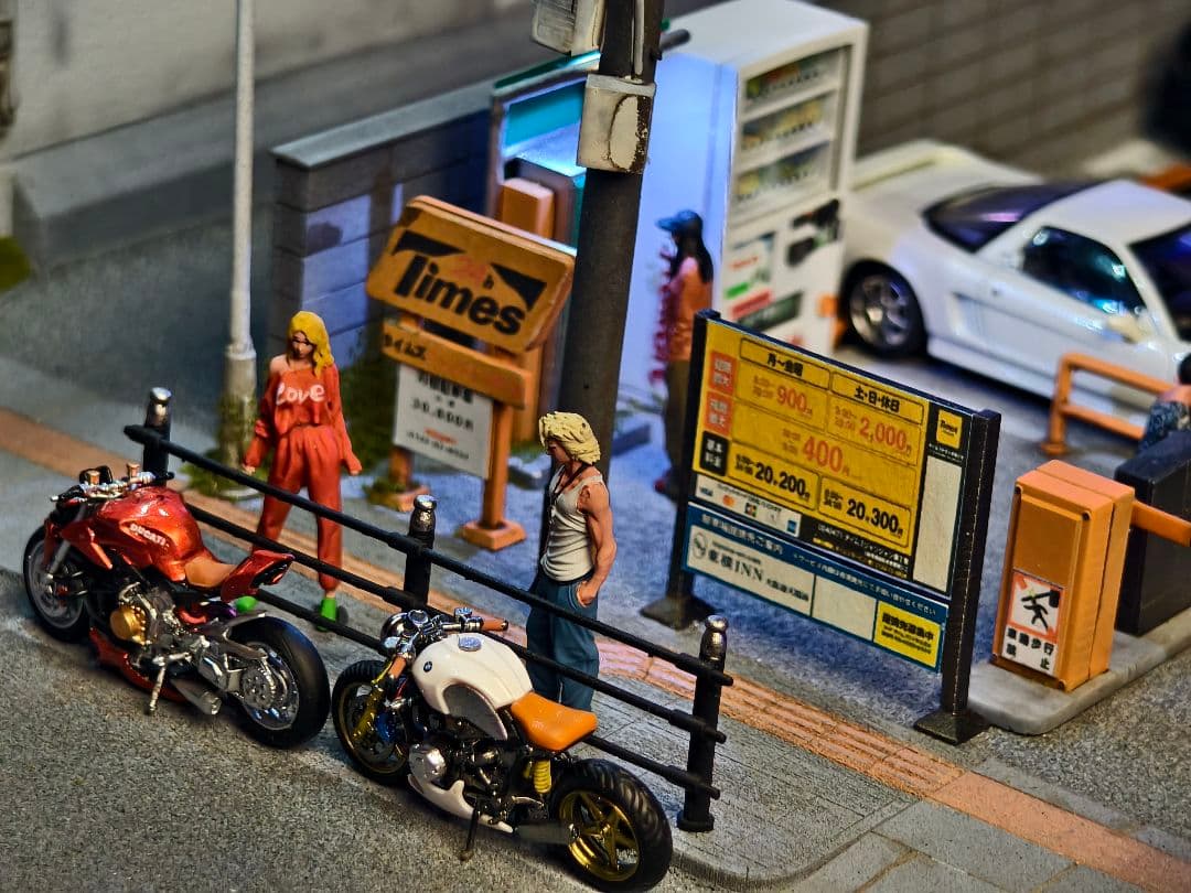 1/64 ジオラマ 日本街並みシーンLED照明付き ディスプレイベース