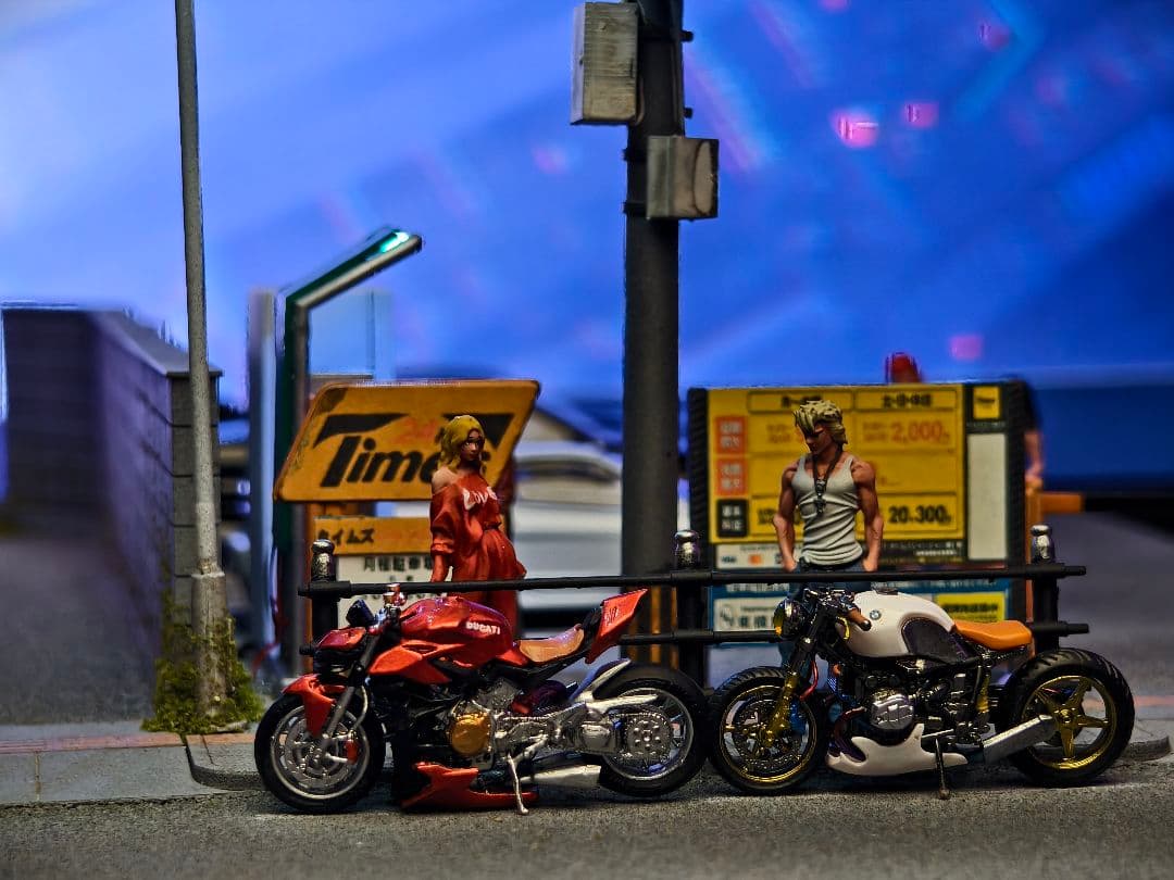 1/64 ジオラマ 日本街並みシーンLED照明付き ディスプレイベース
