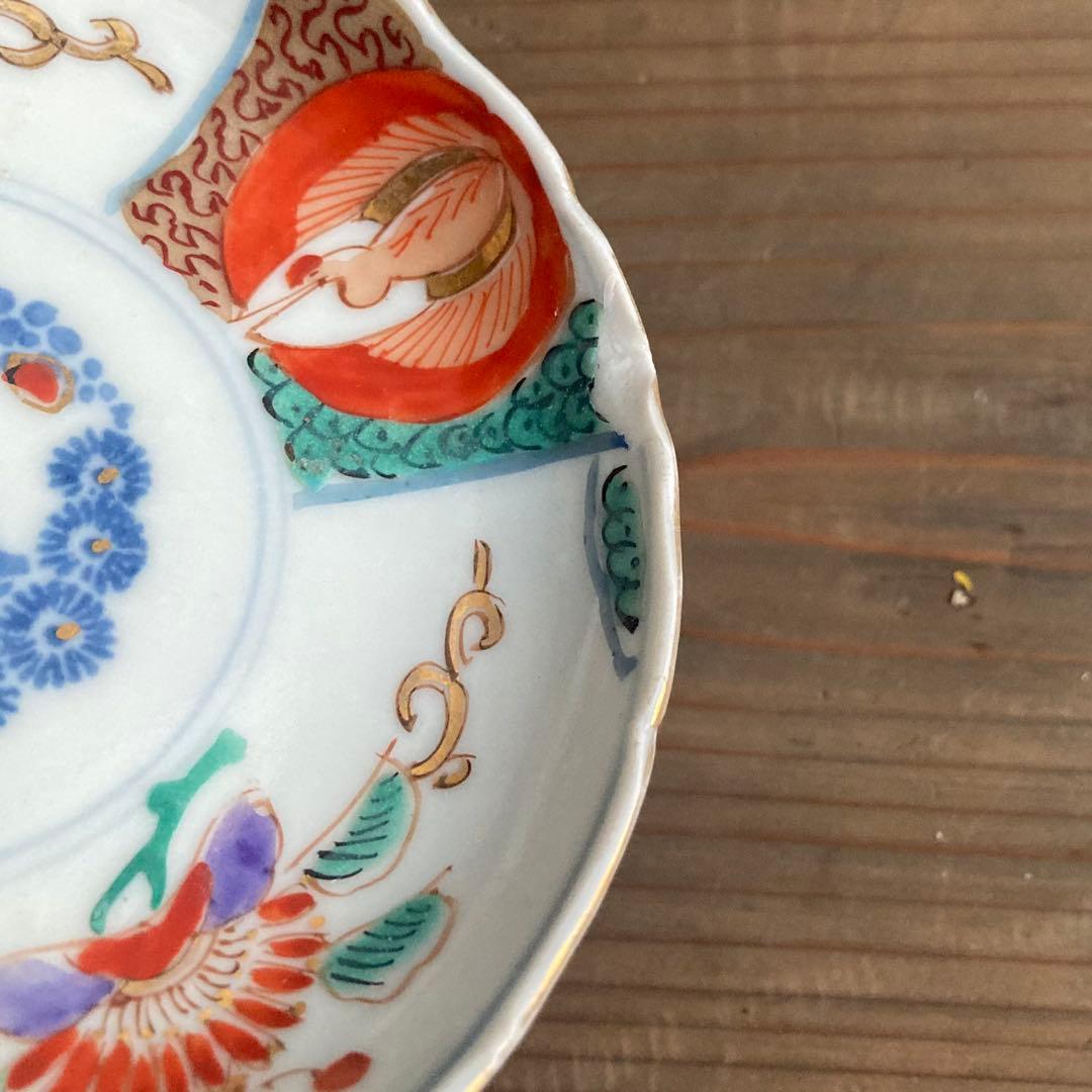 金彩赤絵鶴唐花皿　伊万里焼や大聖寺伊万里、林九郎窯や古伊万里、九谷焼や龍峰窯好き