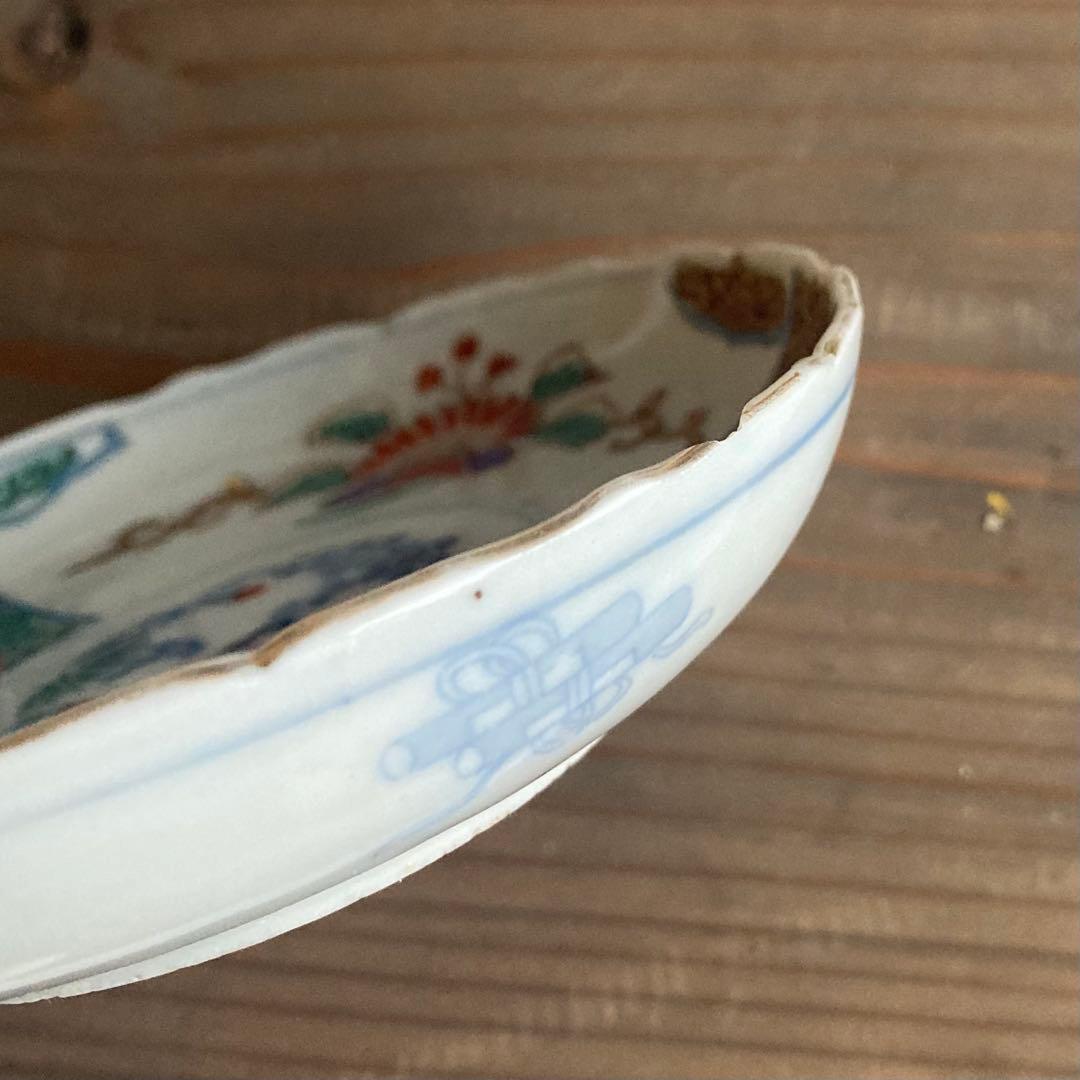 金彩赤絵鶴唐花皿　伊万里焼や大聖寺伊万里、林九郎窯や古伊万里、九谷焼や龍峰窯好き