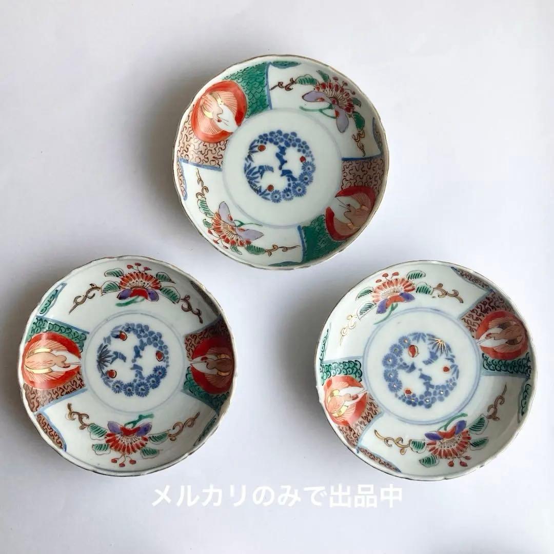 金彩赤絵鶴唐花皿　伊万里焼や大聖寺伊万里、林九郎窯や古伊万里、九谷焼や龍峰窯好き