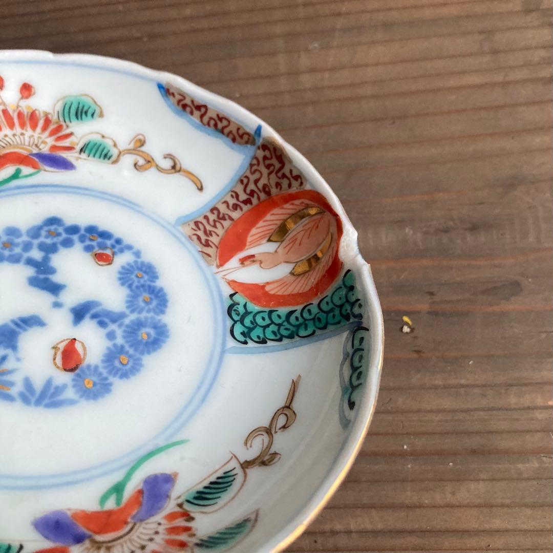 金彩赤絵鶴唐花皿　伊万里焼や大聖寺伊万里、林九郎窯や古伊万里、九谷焼や龍峰窯好き