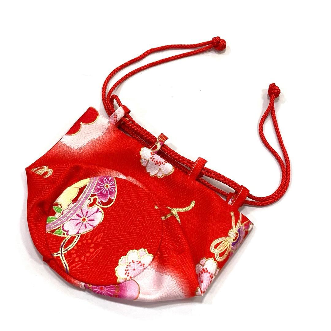 ☆新品未使用☆七五三 女の子3歳 着物　赤系鈴・花模様被布コート6点セット h1