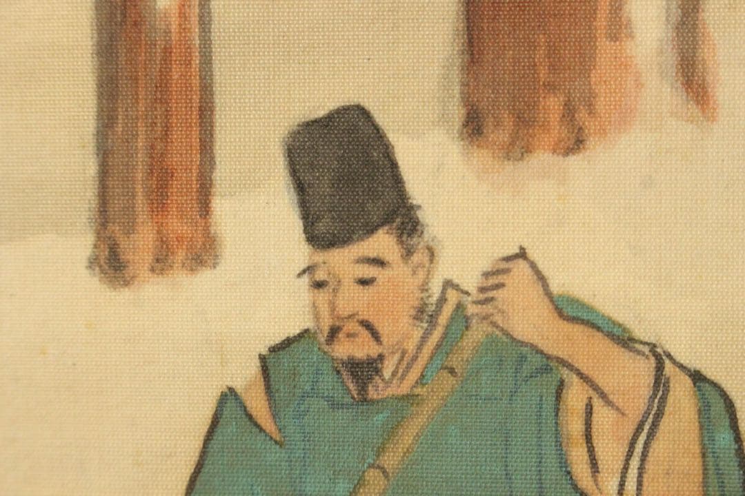 No5374 掛軸　在銘　春峰　雪景日出図　絹本着色　古画　古美術　送料無料