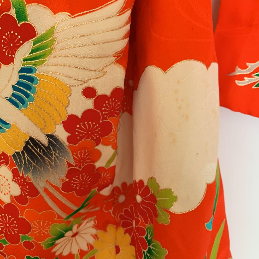 3歳 着物 七五三 アンティーク　赤地