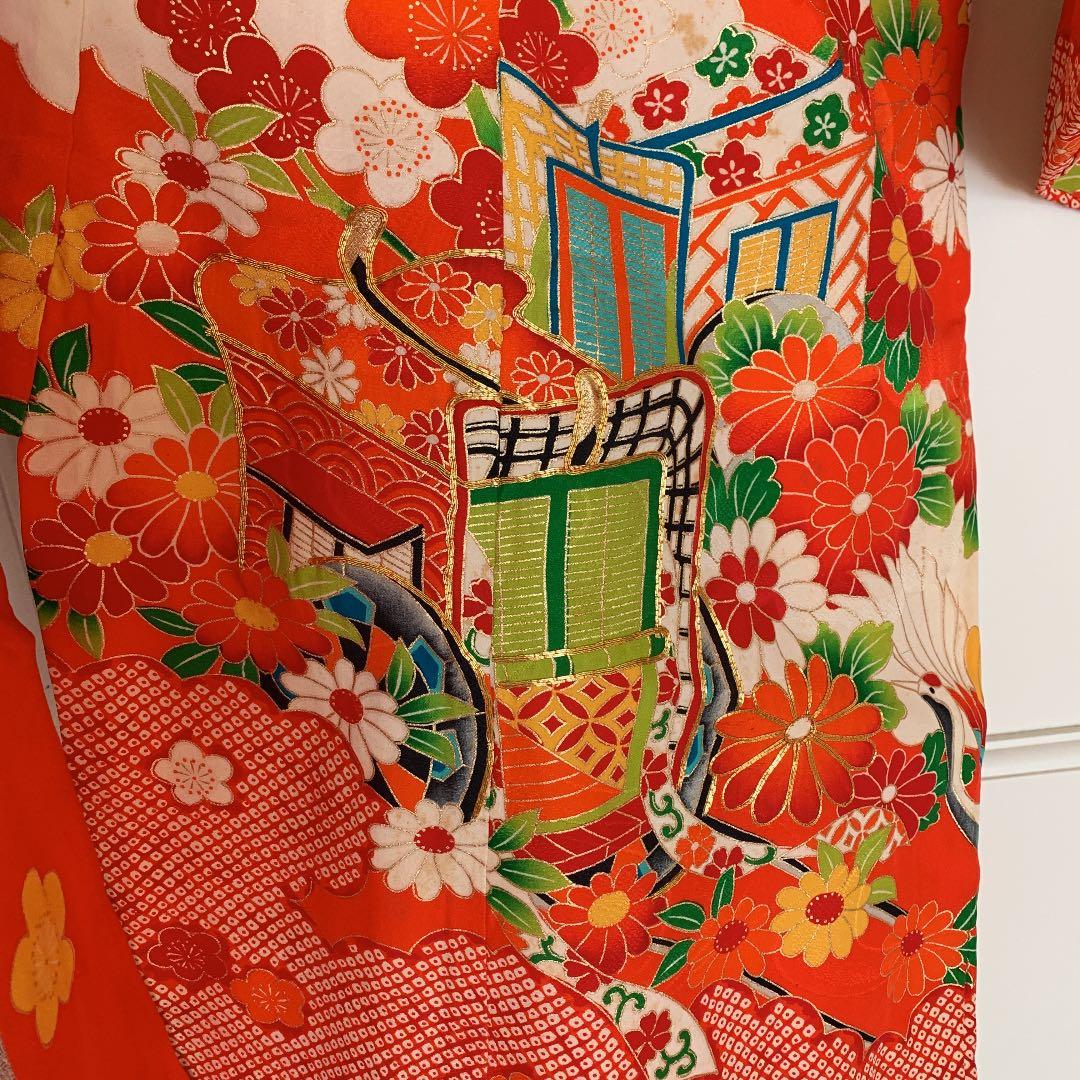 3歳 着物 七五三 アンティーク　赤地