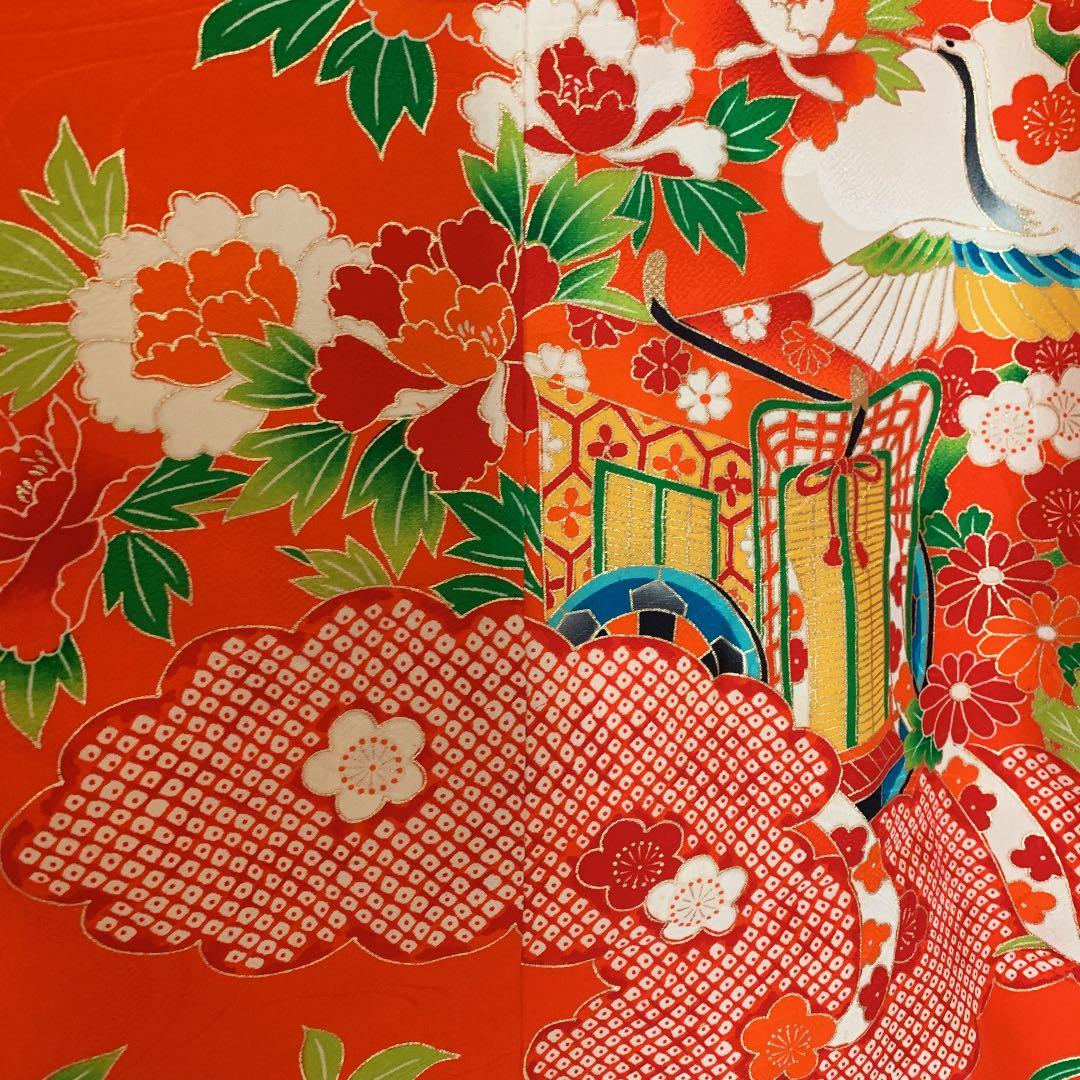 3歳 着物 七五三 アンティーク　赤地