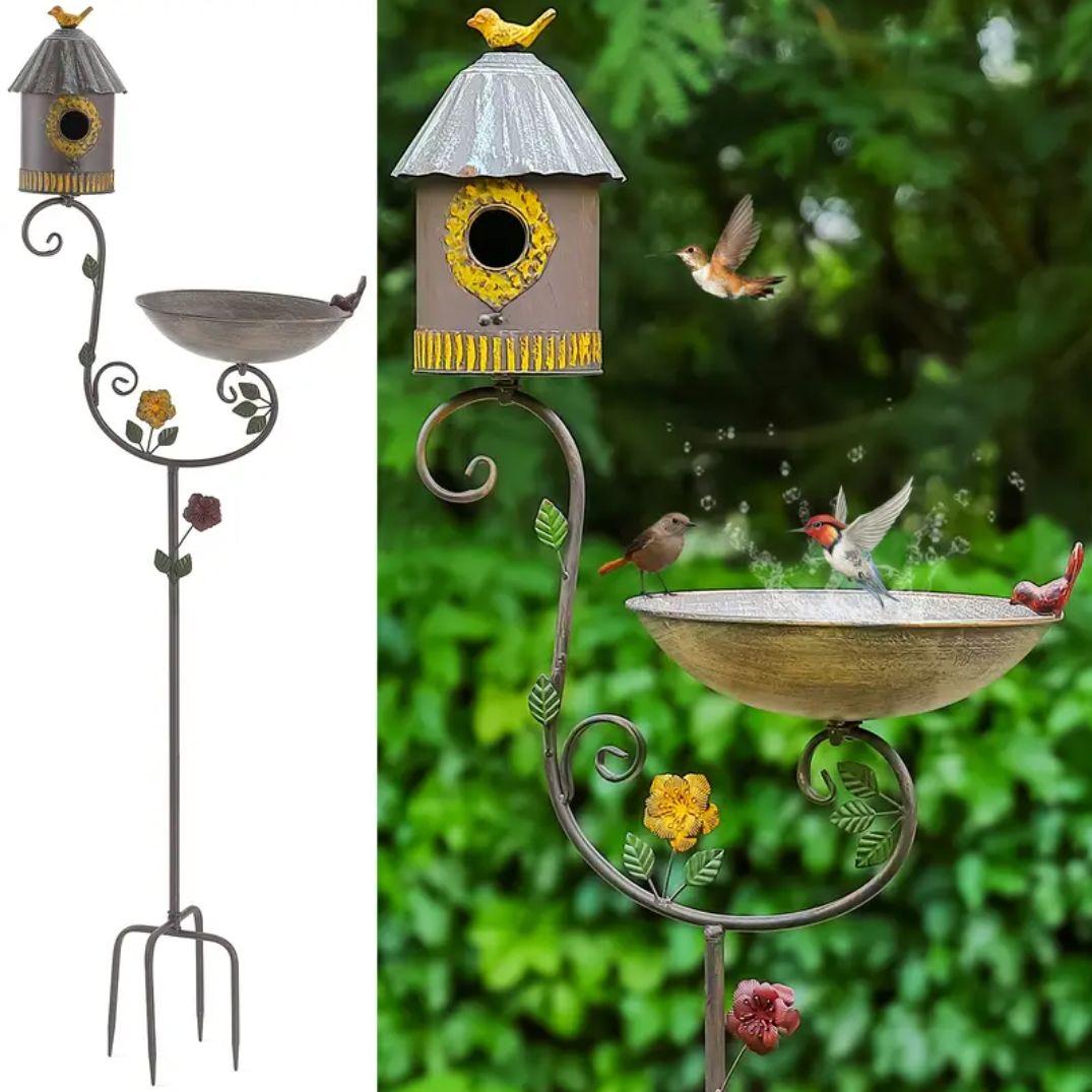 新品　アイアン製バードフィーダー　大型ガーデンオーナメント　小鳥バードバス