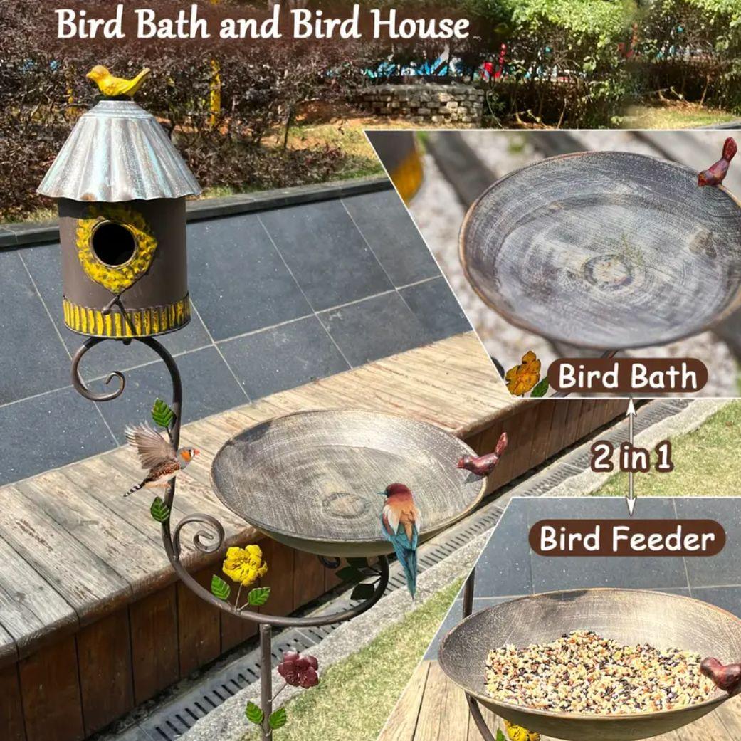新品　アイアン製バードフィーダー　大型ガーデンオーナメント　小鳥バードバス