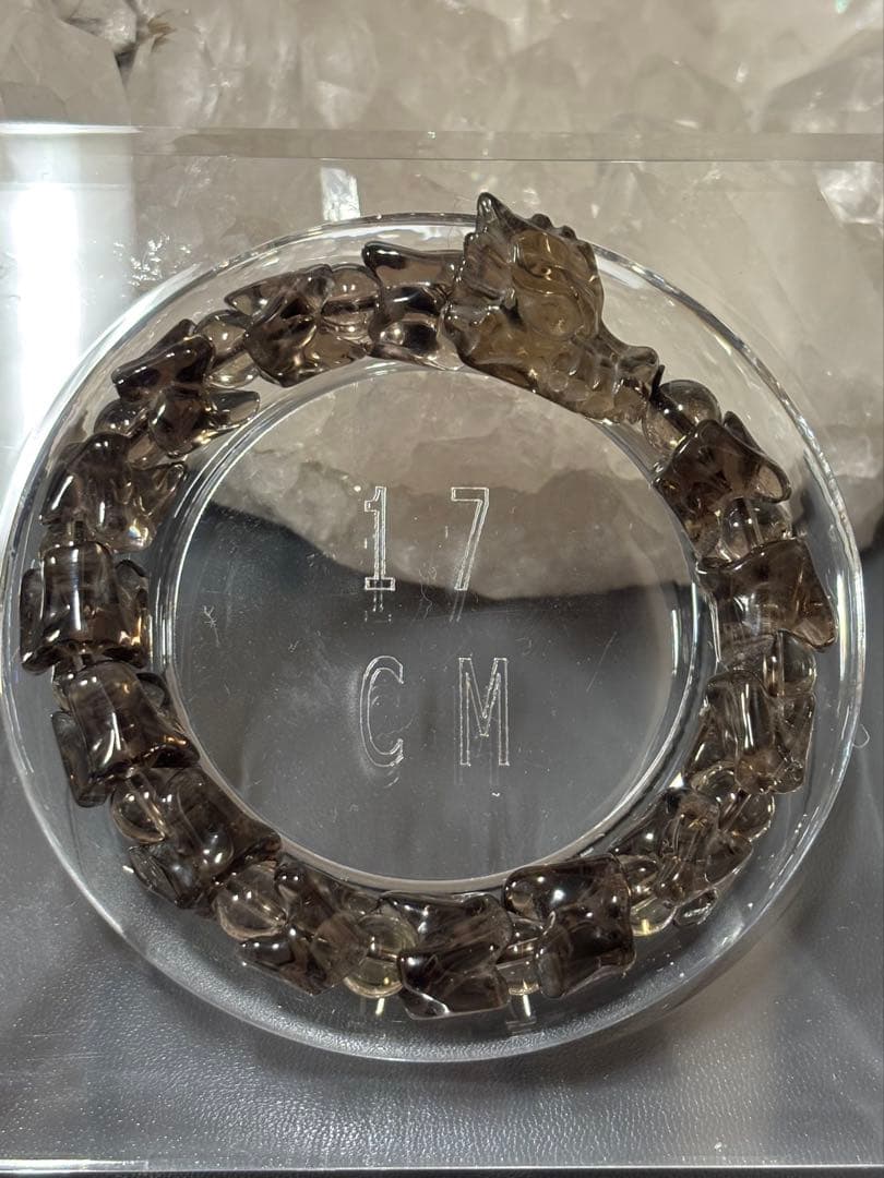 龍のスモーキークォーツブレスレット　龍のブレスレット　11.7mm 天然石