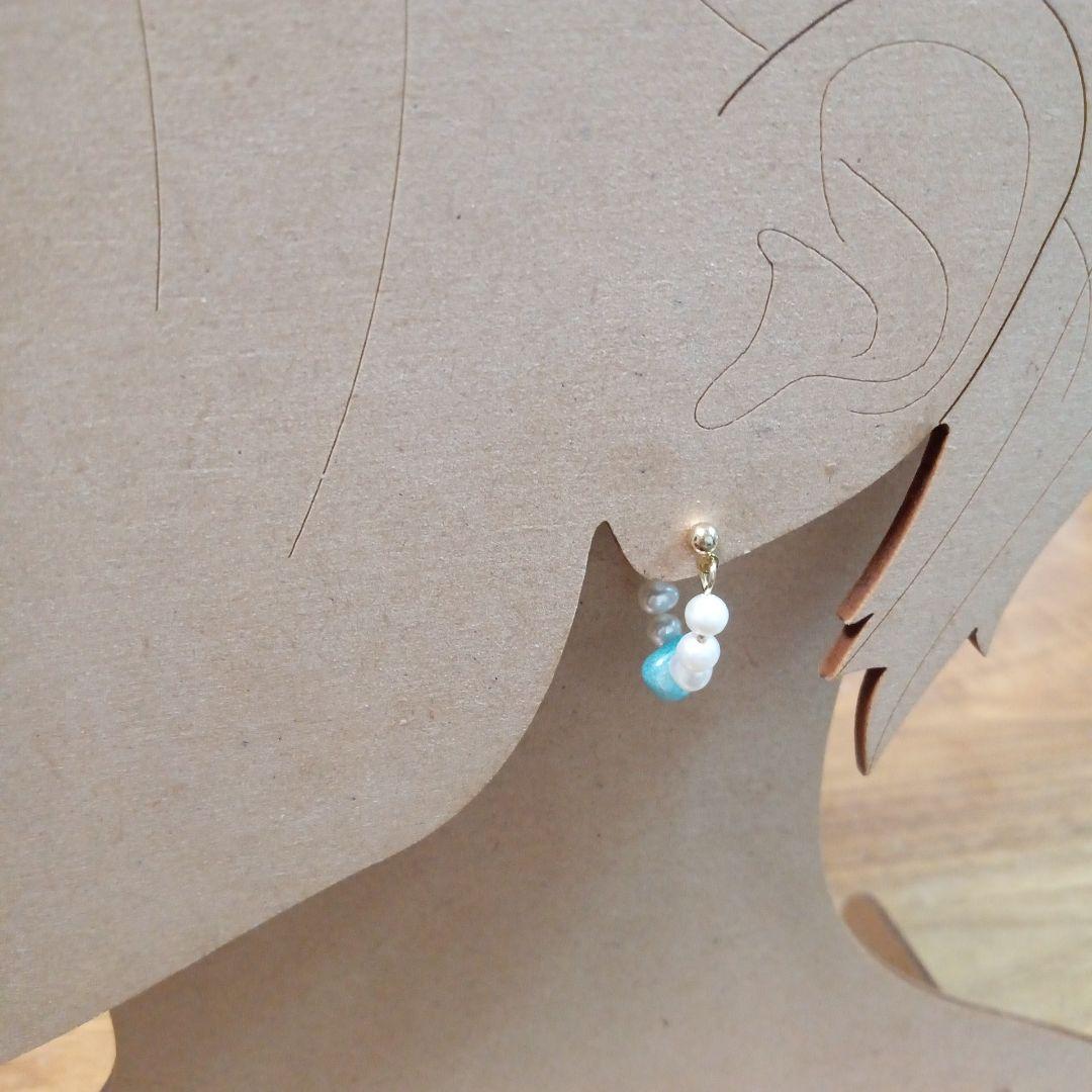 1503 癒しを与える✨️　淡水パール　アマゾナイトピアス　ハンドメイド