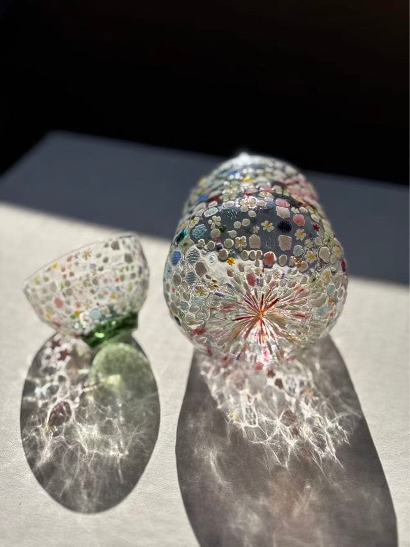 江波冨士子さん グラス 「花の庭」2個セット 新品