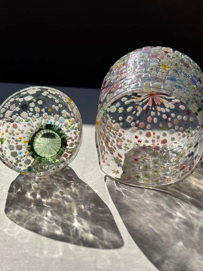 江波冨士子さん グラス 「花の庭」2個セット 新品