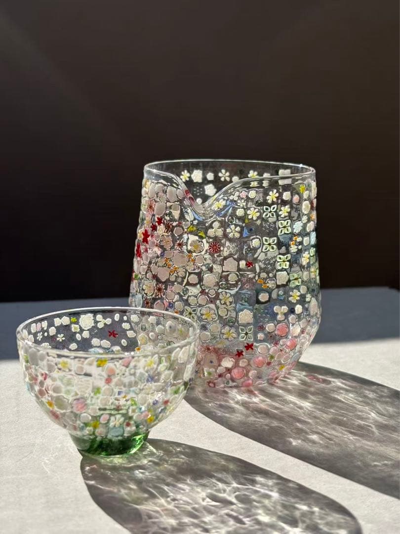江波冨士子さん グラス 「花の庭」2個セット 新品