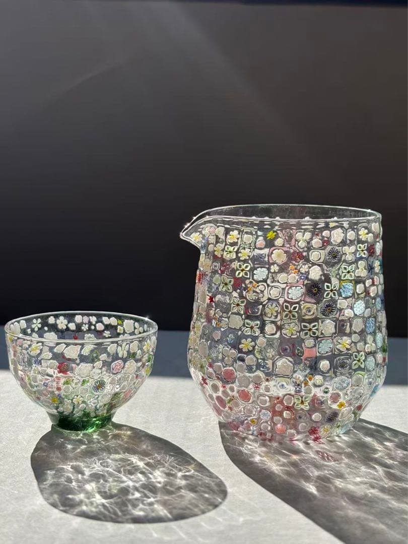 江波冨士子さん グラス 「花の庭」2個セット 新品