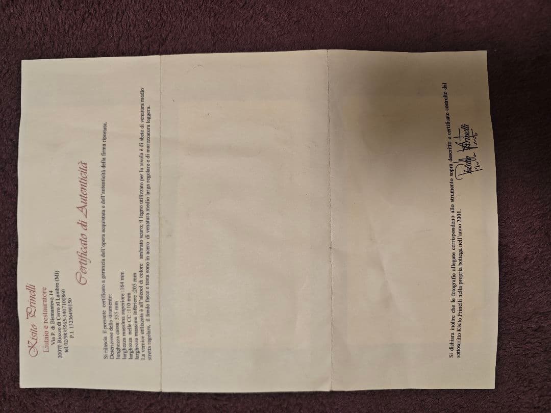 【証明書付】イタリア製　KISITO Prinelli バイオリン