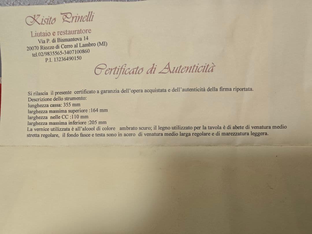 【証明書付】イタリア製　KISITO Prinelli バイオリン