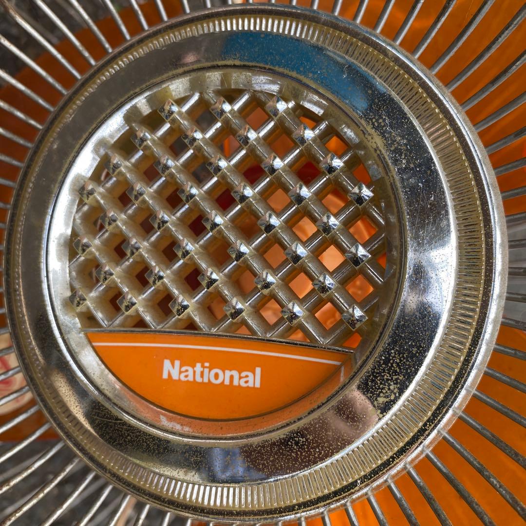 National 壁掛け扇風機 オレンジ色 リモコン付き　昭和レトロポップ