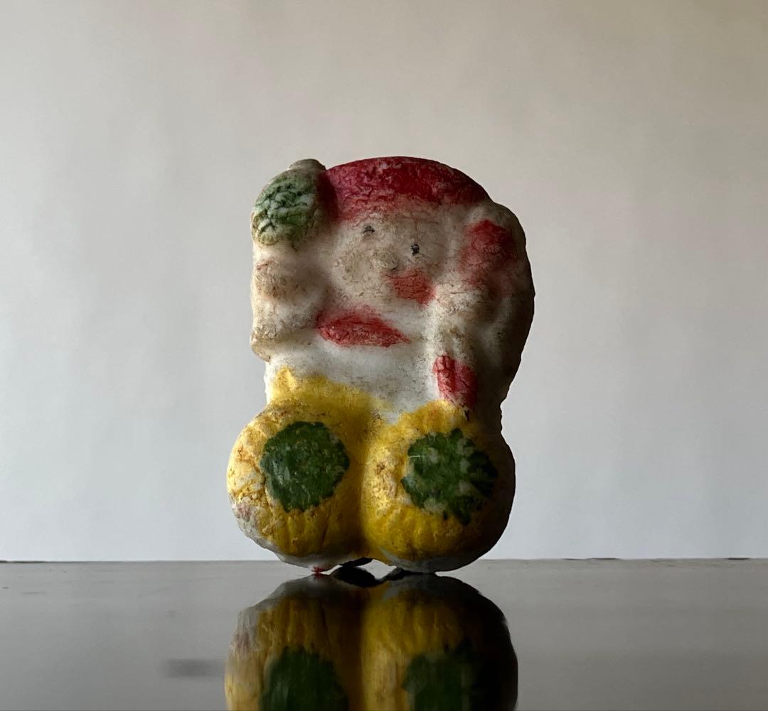 【ゆ、ゆるい、、小さい大黒天 豆陶人形 約3㎝ 明治〜大正頃】郷土玩具仏像お守り