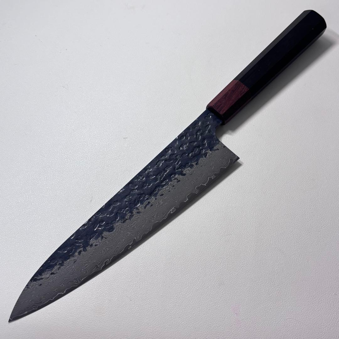 黒打ちダマスカス和牛刀八角柄 和包丁　シェフナイフ 210mm 牛刀︹