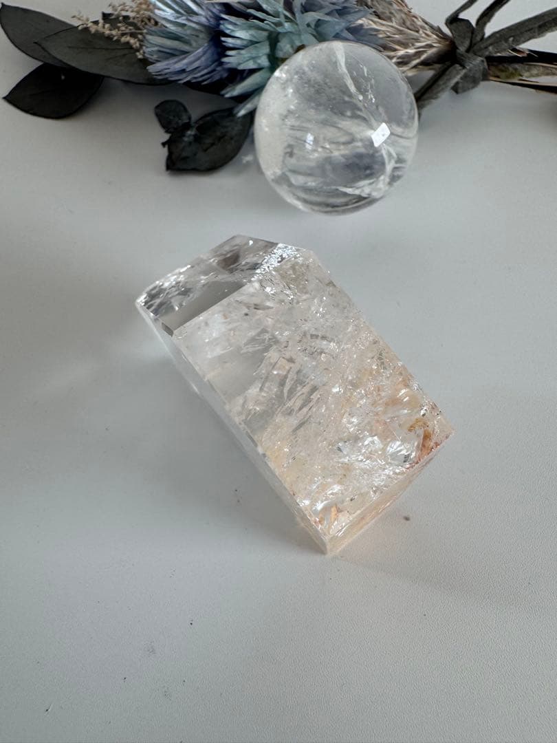 ピンクアゼツライト(流通名) フリーフォーム　ファイヤークォーツヘマタイト入り