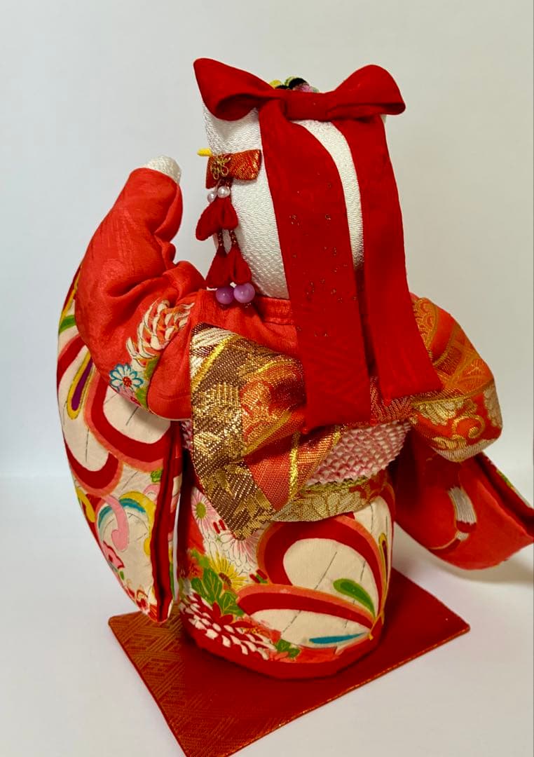 【ねこの創作人形】招き猫　こま犬飾り　まねきねこ　ちりめん細工