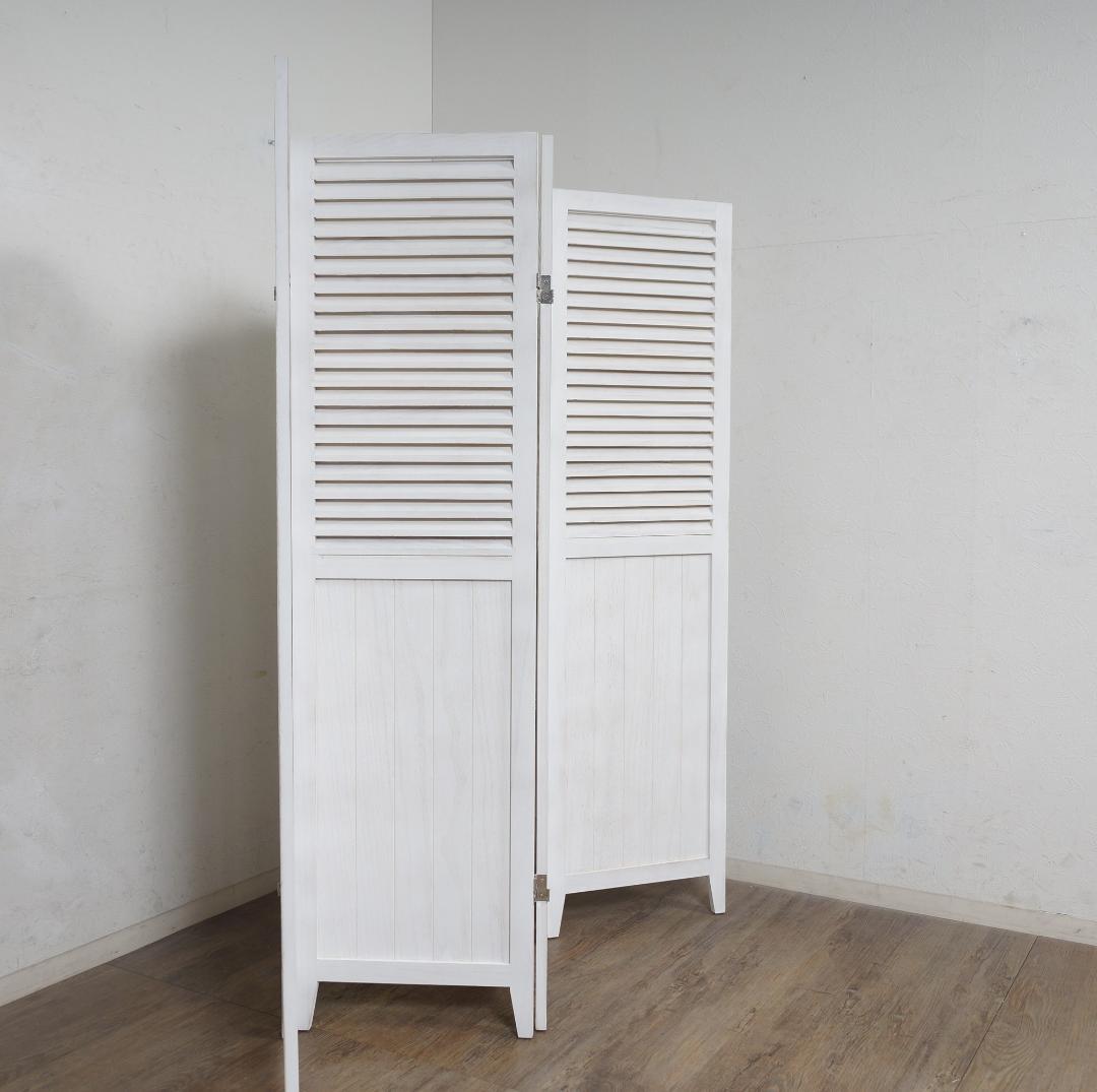 シャビー仕上げ　4連　パティション　アンティーク調 衝立　間仕切り 完成品