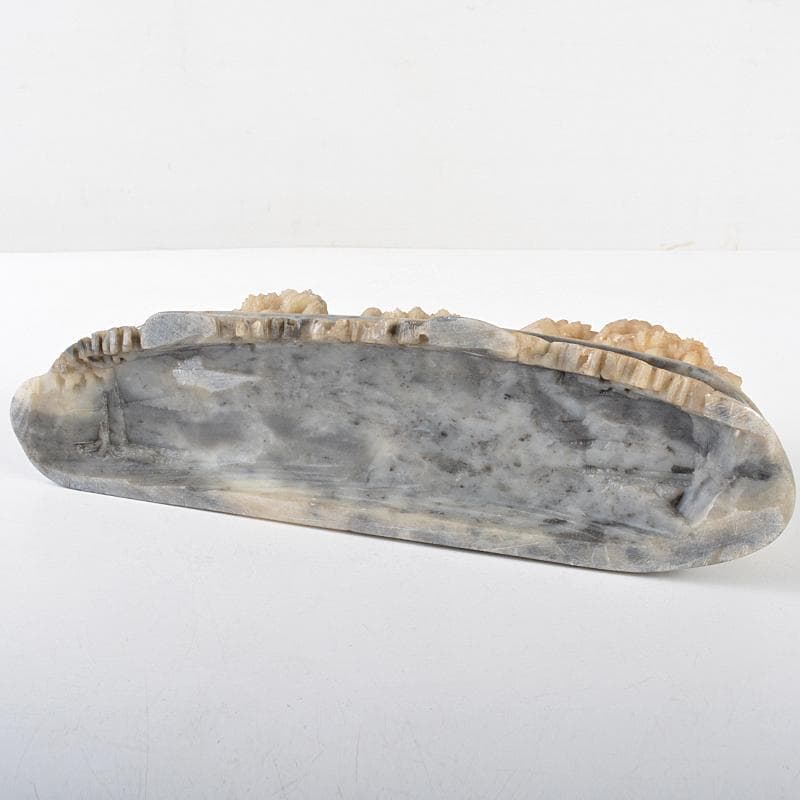 中国　玉石寿山石彫刻　楼閣山水雕　床飾　置物　V　R5747