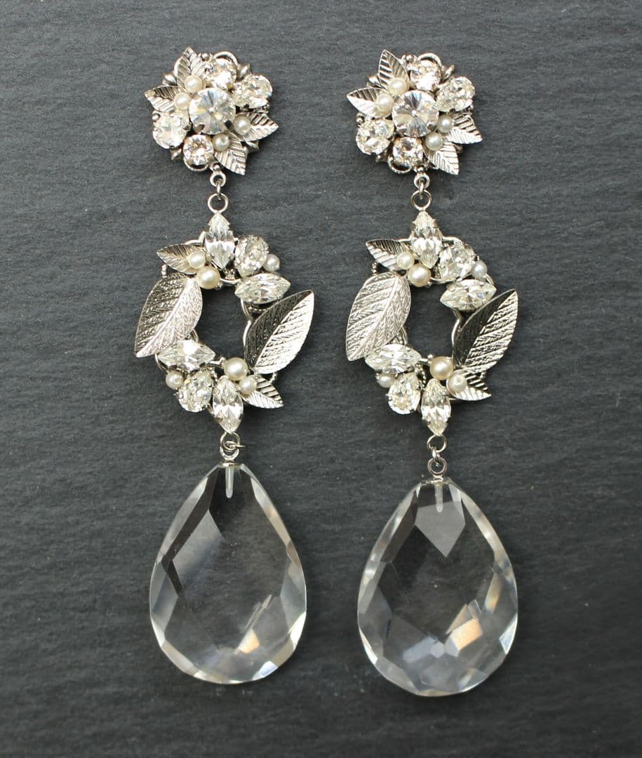 水晶 スワロフスキー ボタニカル リーフ パール ウェディング アクセサリー