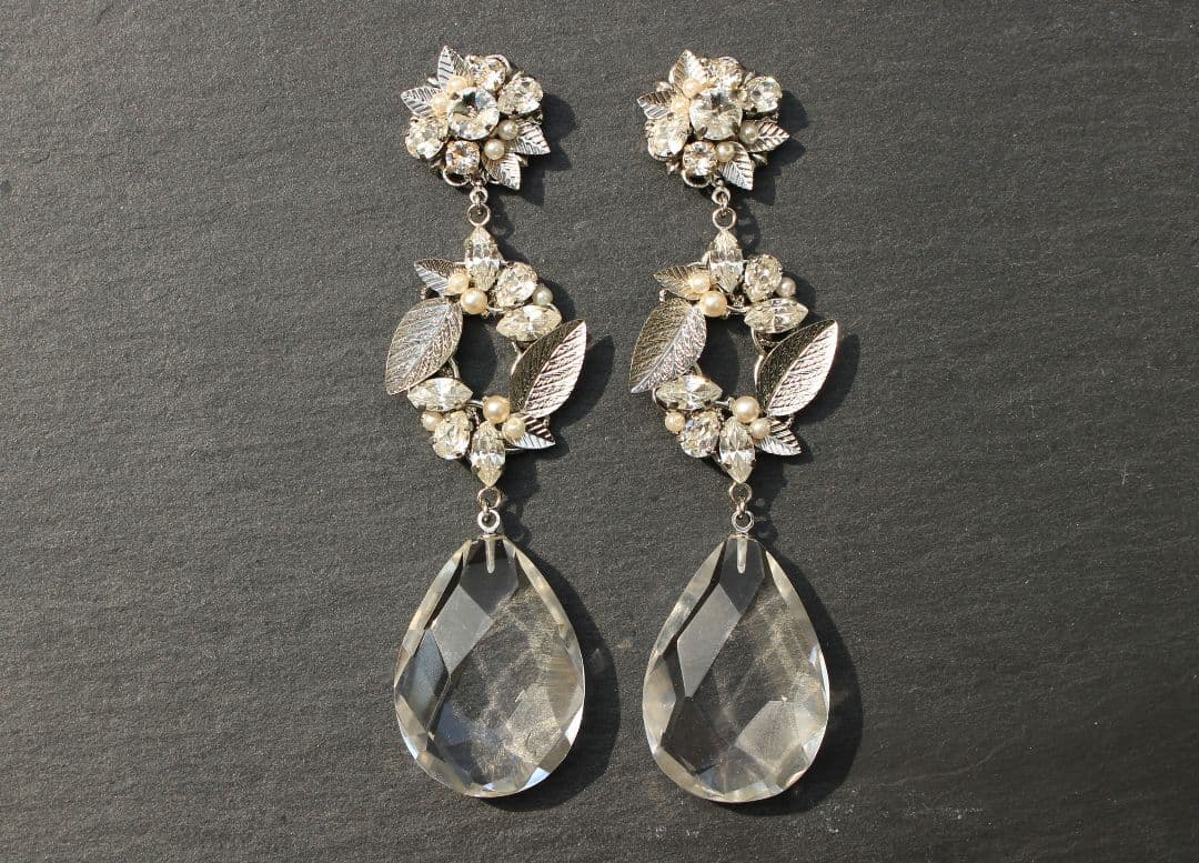 水晶 スワロフスキー ボタニカル リーフ パール ウェディング アクセサリー