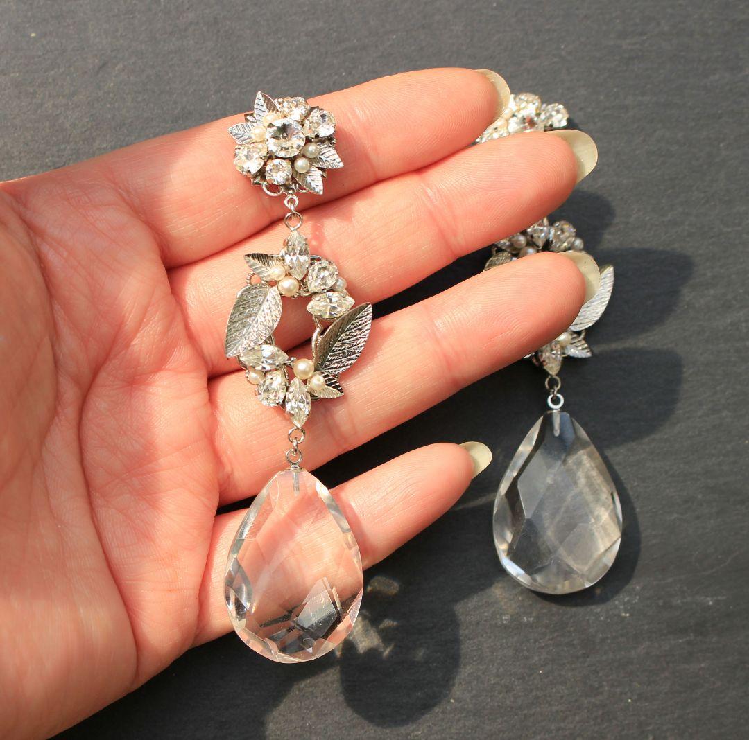 水晶 スワロフスキー ボタニカル リーフ パール ウェディング アクセサリー