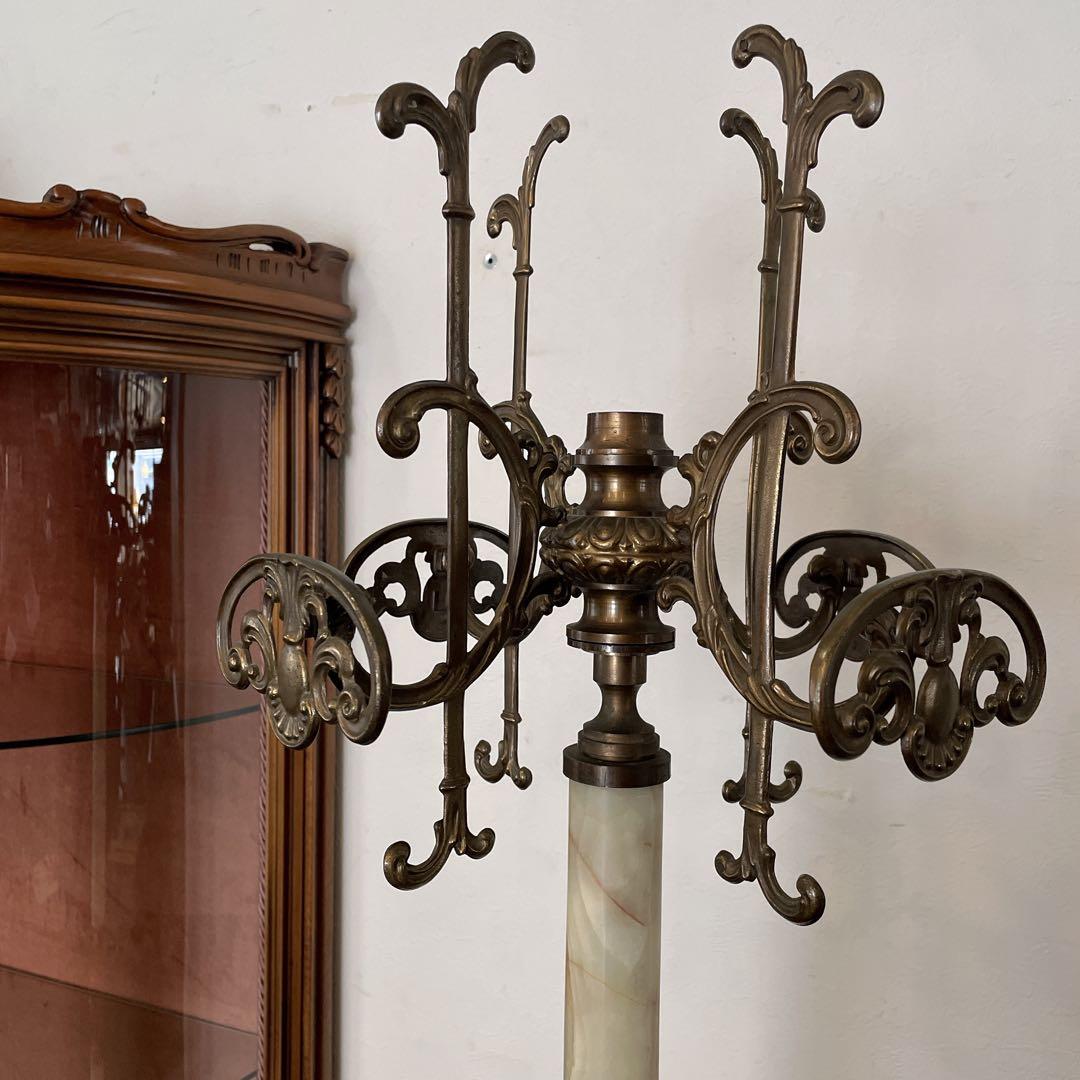 r141 イタリア製 真鍮コートハンガースタンド オニキス ポールハンガー