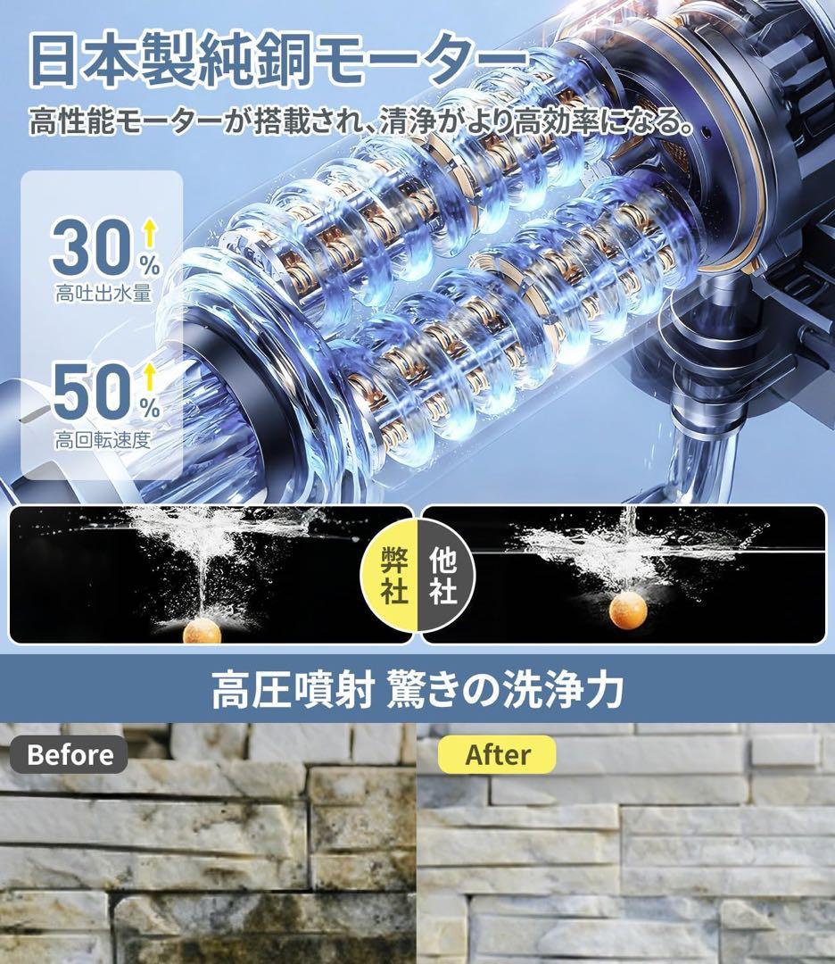 高圧洗浄機 コードレス2026年9Mpa 強力噴射 5-in-1多機能ノズル