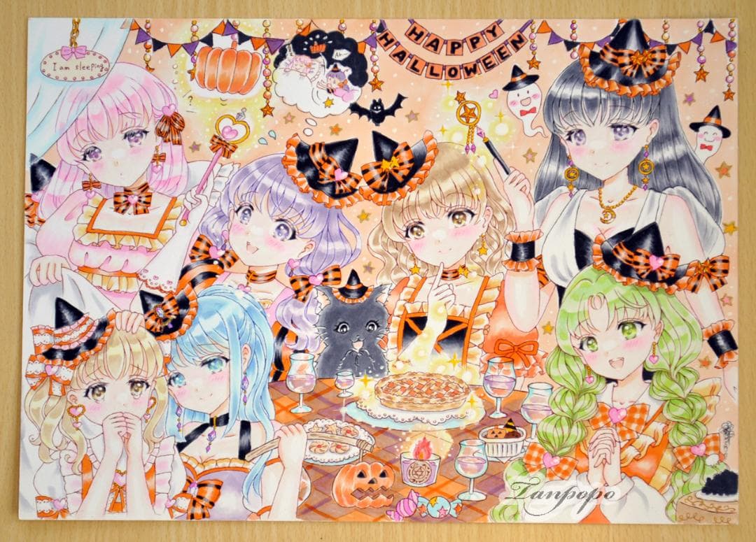手描き イラスト原画 A4 アナログ オリジナル 魔女 マンガ4枚とおまけ付き