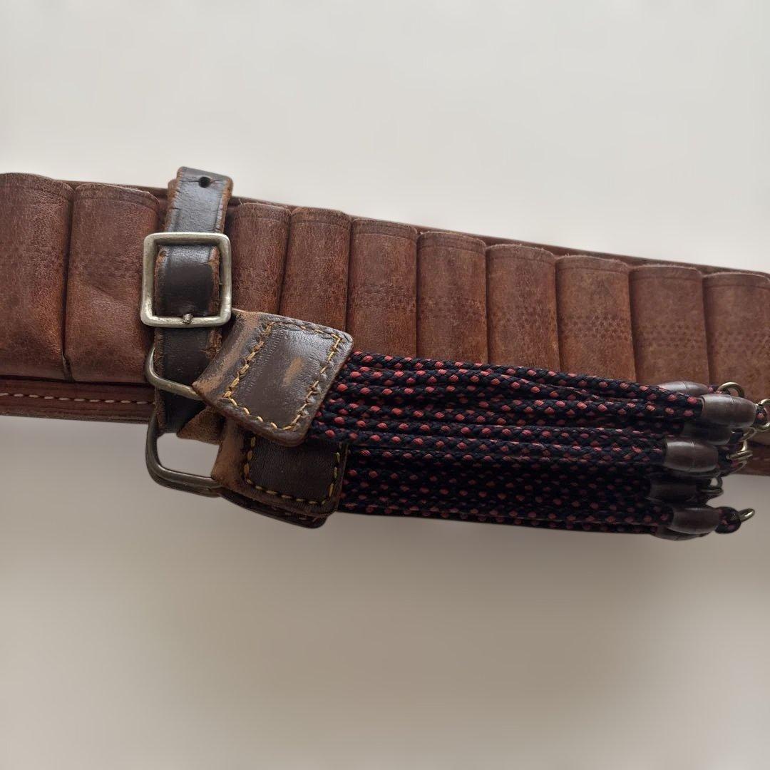 レザーショットシェル ベルト 本革 弾帯 シェルホルダー 25発 サバゲー